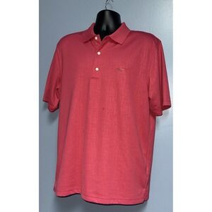 Greg Norman Polo Shirt Mens Large Short Sleeved Salmon Pink‎ Play Dry Golf